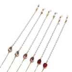 Металлическая нескользящая цепочка золотого цвета, с кристаллом в виде капли воды и жемчугом, для очков и масок GL1504