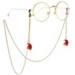 Gold-colored metal non-slip chain, with Christmas hat pendant, for glasses and masks GL009