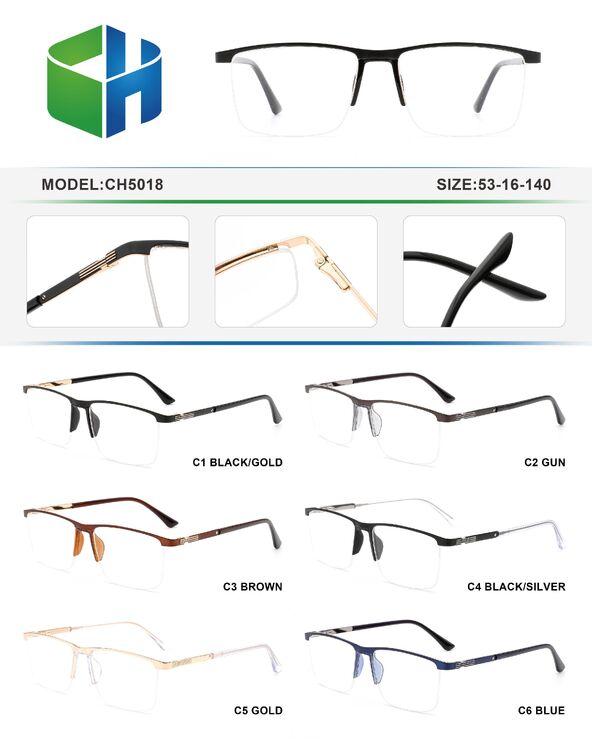 Оправа металлическая полуободковая с мягким носоупором и флексом CH5018-DA