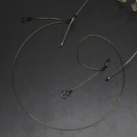 Black-colored metal non-slip chain, with pendant anchor, for glasses and masks GL494