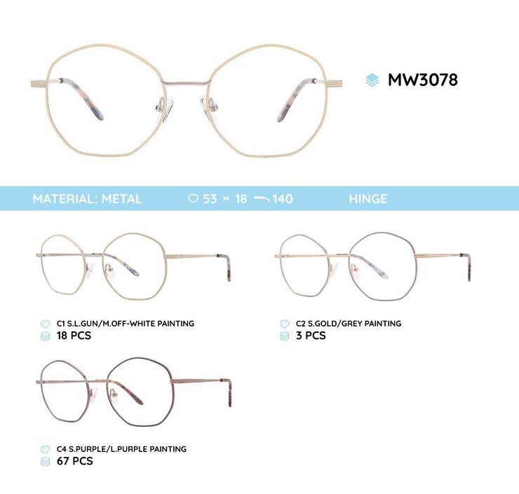Metal women's frames for glasses MW3078