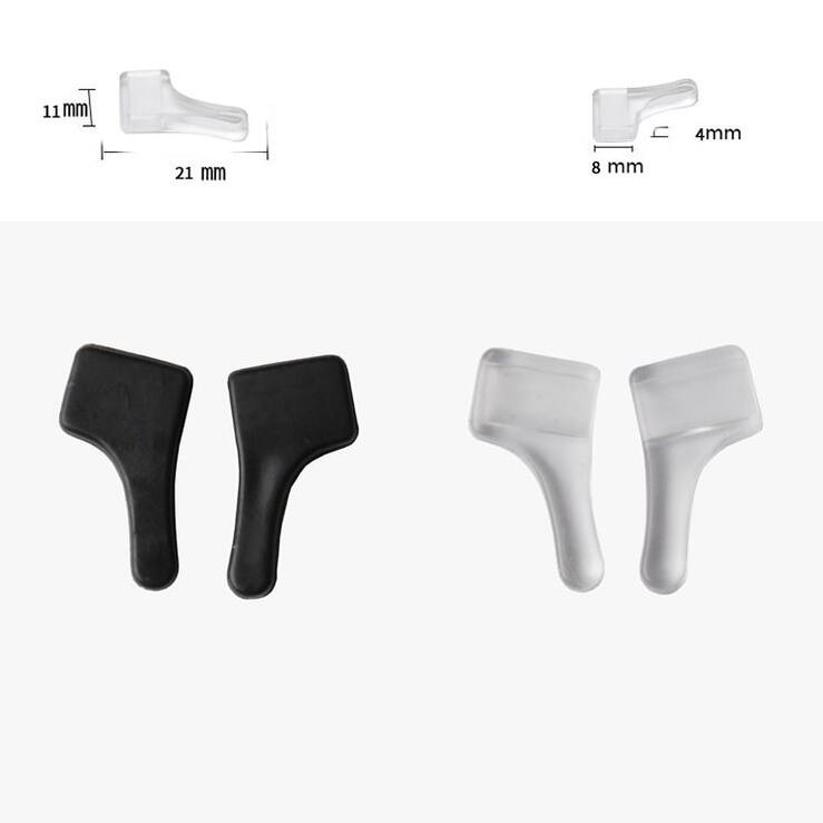 Стоппер - насадка на заушник, противоскользящий ушной крючок, 21*11 мм, прозрачные/чёрные, для средних дужек