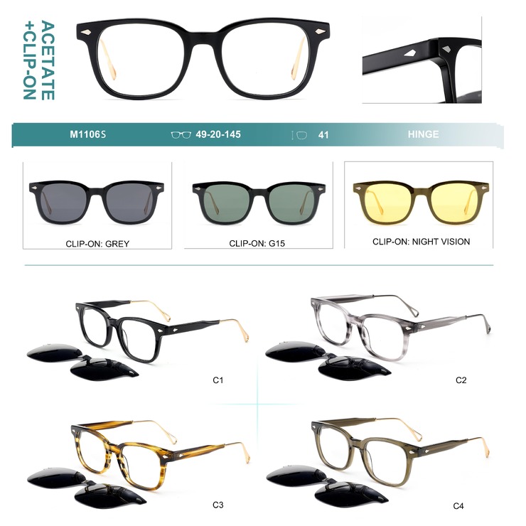 Plastic acetate frame + polarized clip-on Big City M1106S