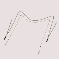 Metal non-slip chain set 2-piece, with pearl and beads, for glasses and masks GM008