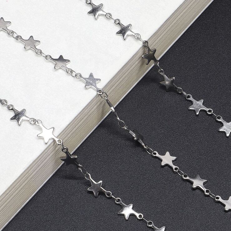 Metal non-slip steel colior chain, with star, for glasses and masks GS030