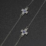 Silver-colored metal non-slip chain, with cross wirh rhinestone, for glasses and masks GL482