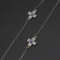 Silver-colored metal non-slip chain, with cross wirh rhinestone, for glasses and masks GL482