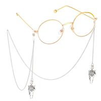 Silver-colored metal non-slip chain, with skeleton pendant, for glasses and masks GL402