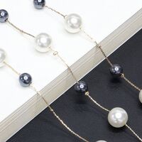 Metal non-slip chain, with gray and white pearl, for glasses and masks GL432