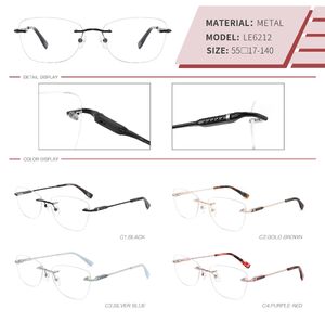 Metal rimless on screws frame for women with spring hinges LE6212-DA