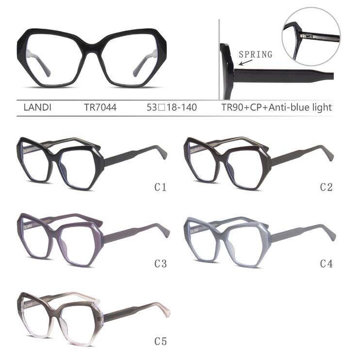 Protective plastic TR90+CP glasses with anti-blue light lenses with spring hinges Landi LD-TR7044
