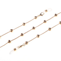 Металлическая нескользящая цепочка, с персиковыми сердечками, для очков и масок GL845