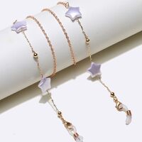 Металлическая нескользящая цепочка золотого цвета, с жемчугом в виде звезды и бусинами, для очков и масок GL1390