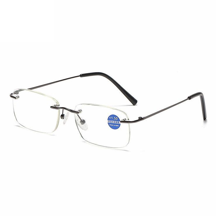 Rimless metal eyeglasses for reading 3512 with Blue ray cut protection, from +1.00 to +4.00, PD62-64