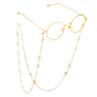 Gold-colored metal non-slip chain, with rose and crystal, for glasses and masks GL691