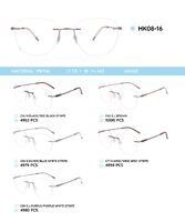 Металлическая безободковая оправа с дужками из пластика TR-90 HK08-16