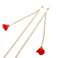 Gold-colored metal non-slip chain, with a red pearl flower pendant, for glasses and masks GL193