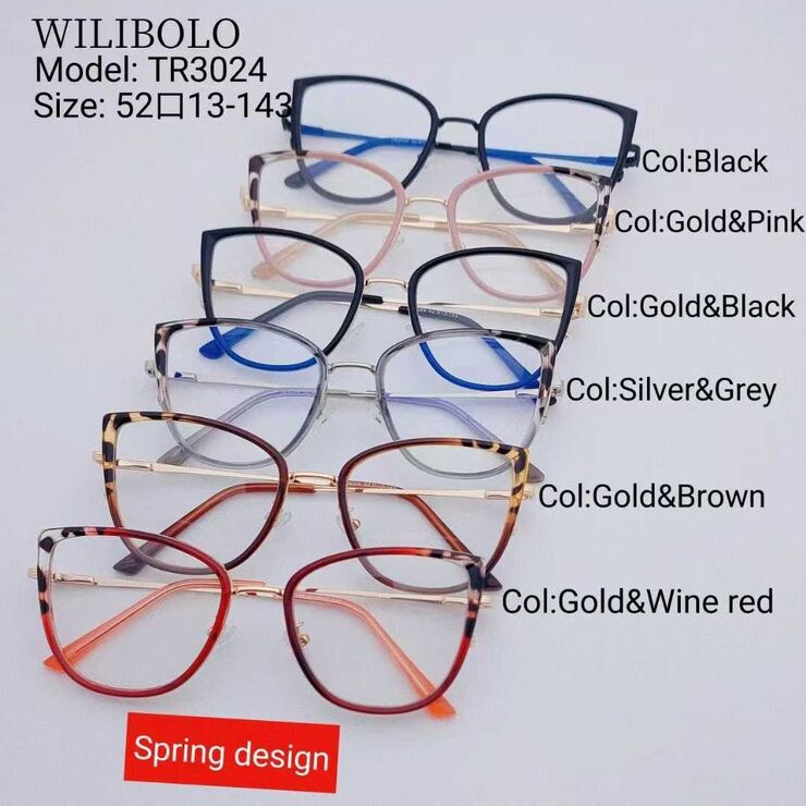 Metal +TR90 ultrathin women's frames with spring hinges Wilibolo TR3024