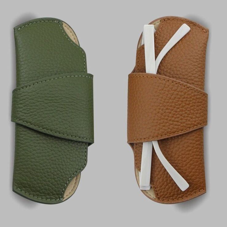 Genuine leather glasses case with microfiber lining ZY018