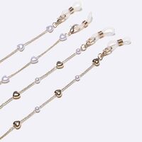 Gold-colored metal non-slip chain, 2 piece set with pearl, for glasses and masks GM113