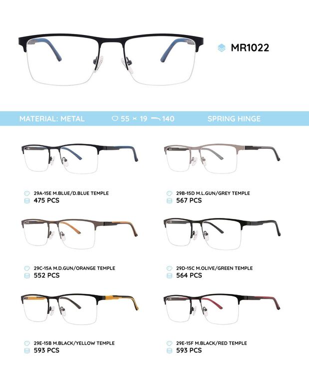 Metal frame with TR-90 temples with spring hinges MR1022