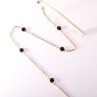 Gold-colored metal non-slip chain, with black crystal, for glasses and masks GL1882