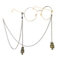 Bronze-colored metal non-slip chain, with owl pendant, for glasses and masks GL202