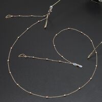 Gold-colored metal non-slip chain, with pendant angel wings and beads, for glasses and masks GL422