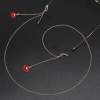 Gold-colored metal non-slip chain, with personalized mouth, red lips, for glasses and masks GL540