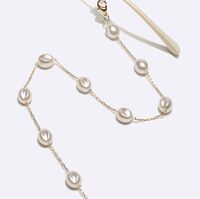 Металлическая нескользящая цепочка золотого цвета, с жемчугом 8 мм, для очков и масок GL382-1