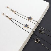 Metal non-slip gold chain with black crystal star for glasses and masks GL442