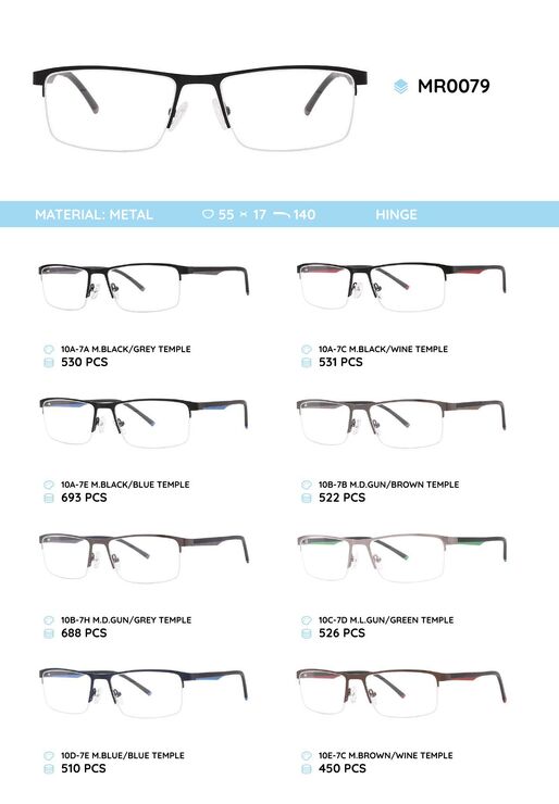 Металлическая оправа с дужками из материала TR-90 MR0079