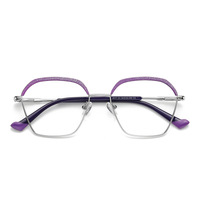 Metal TikTok shot blue blocker frames for glasses  MORE 3017