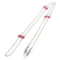Metal non-slip chain, with red beads, for glasses and masks GL110