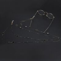 Metal non-slip chain double black, with grass pendant, for glasses and masks GL653