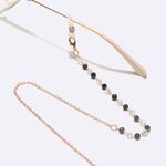 Металлическая нескользящая цепочка золотого цвета, с белым и черным кристаллом, для очков и масок GL1596