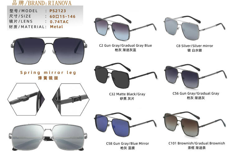 Polarized metal sunglasses with flex hinges Rianova PS2123