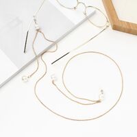 Gold-colored metal non-slip chain, with pendant with pearl, for glasses and masks GA037