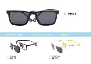 TR-90 plastic frames for kids with a sun protection clip-on 19993