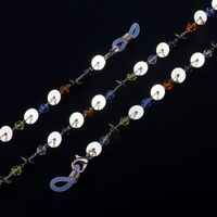 Gold-colored metal non-slip chain, with flowers eyes, for glasses and masks GL977