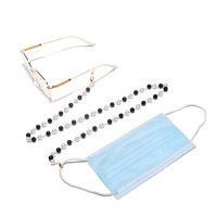 Металлическая цепочка для очков и масок с черным и белым искусственным жемчугомGL1150