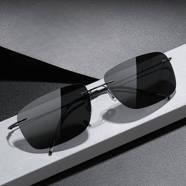 Поляризационные фотохромные солнцезащитные металлические безрамочные очки KY222100