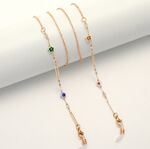 Металлическая нескользящая цепочка золотого цвета, с овалами, цветами и кристаллами, для очков и масок GL1860