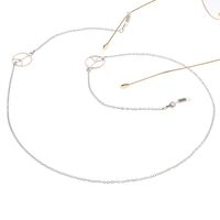 Silver-colored metal non-slip chain, with peace symbol, for glasses and masks GL064