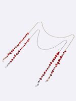 Metal non-slip set gold and silver chain with natural red stone for glasses and masks GM126