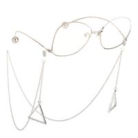 Silver-colored metal non-slip chain, with pendant triangle and rhinestone, for glasses and masks GL612