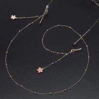 Gold-colored metal non-slip chain, with pink cherry flower, for glasses and masks GL538