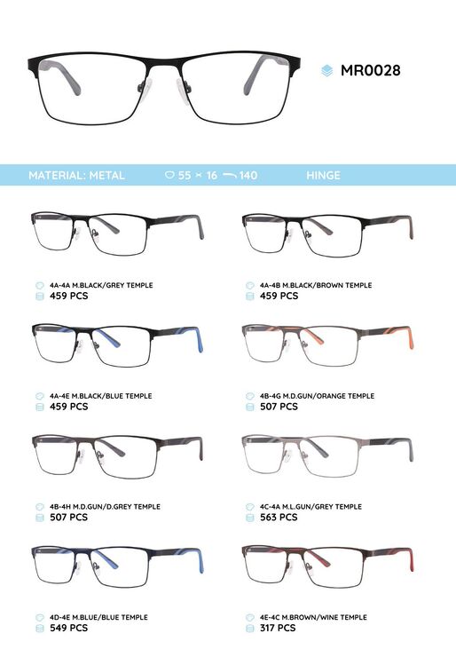 Металлическая оправа с дужками из материала TR-90 MR0028