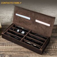 Sunglasses and eyeglasses genuine leather case with 8 slots CF4013