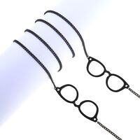 Black-colored metal non-slip chain, with pendant  glasses, for glasses and masks GL827